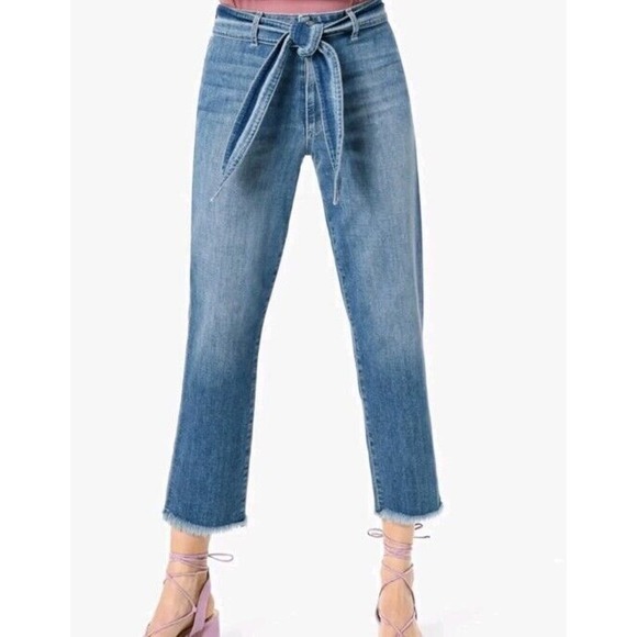 Joe's Jeans Denim - Joe's Jeans The Jane Med Rise Light Wash Straight Crop Raw Hem Jeans Size 28